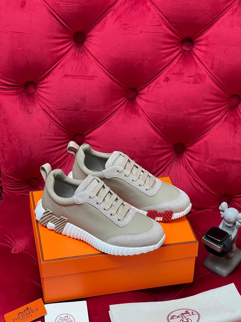 H Striped Leather Sneakers
